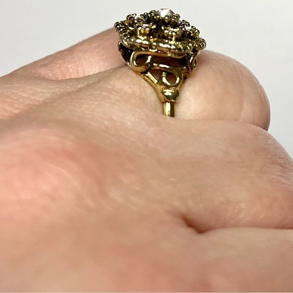 Vintage Australian crystal Sz 7.75 18K electroplated ring - Picture 10 of 13